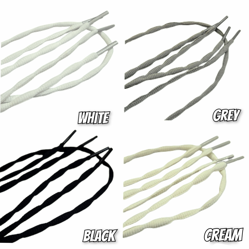  Bubble Shoelaces - 4 Colours - Black - White - Cream - Grey - For Running Training Shoes - For NB - 